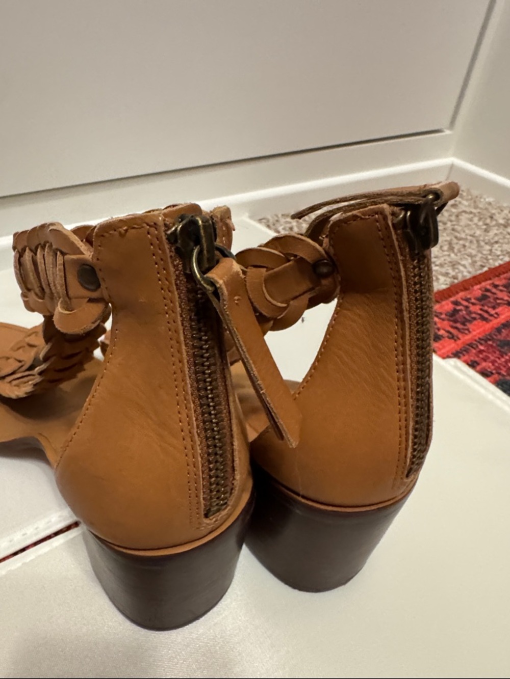 Zimmermann Braided Leather Block Heel Sandals - Tan - Picture 6 of 6